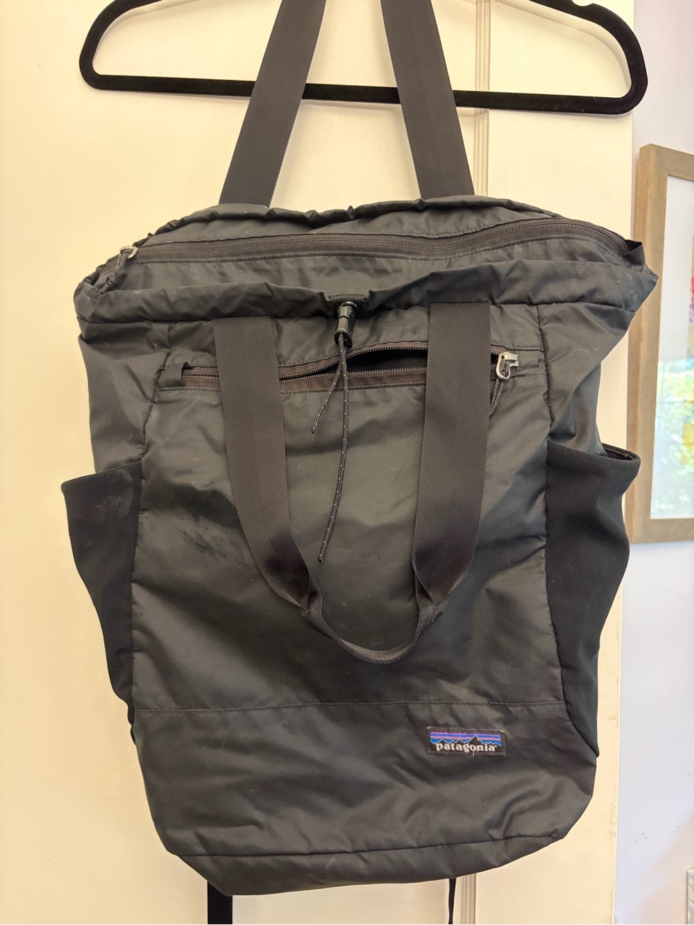 Patagonia Black Tote-Style Backpack with Dual Handles